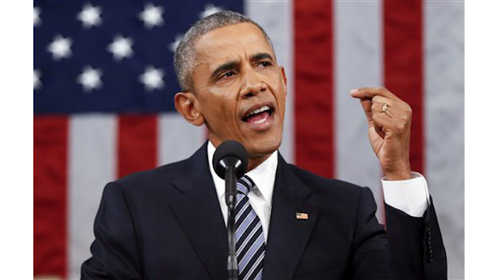 President Barack Obama delivers his State of the Union address before a joint session of Congress on Capitol Hill in Washington, Tuesday, Jan. 12, 2016. (AP Photo/Evan Vucci, Pool)