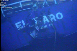 The damaged stern of the sunken freighter El Faro. (National Transportation Safety Board via AP)