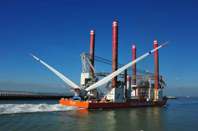 The rotor diameter of each Haliade turbine equals to nearly one-and-a-half times the length of a football field, or 150 meters. (Image credit: GE Power)