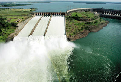The Itaipu Dam on the Parana River holds a row of 20 huge Alstom water turbines like the one below. They supply Brazil with a quarter of its power, and Paraguay with 90 percent of its electricity. In 2008, the turbines generated 94,684 MW, the largest amount of power ever produced by a single dam in a year. (Image credit: GE Power)