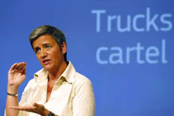 EU Antitrust Commissioner Margrethe Vestager addresses the media at EU Commission headquarters in Brussels, Belgium, Tuesday, July 19, 2016. (AP Photo/Darko Vojinovic)