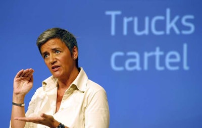 EU Antitrust Commissioner Margrethe Vestager addresses the media at EU Commission headquarters in Brussels, Belgium, Tuesday, July 19, 2016. (AP Photo/Darko Vojinovic)