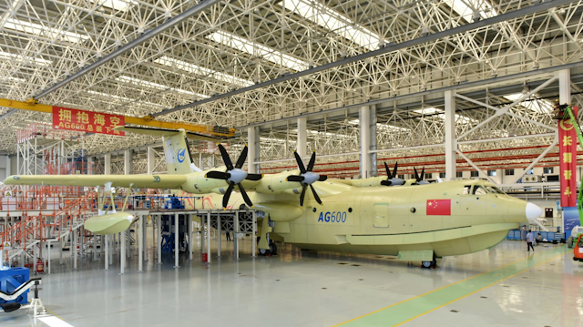 China unveiled the world's largest amphibious aircraft that Beijing plans to use for marine missions and fighting forest fires on Saturday. (Xinhua/Liang Xu/Xinhua via AP)