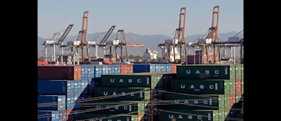 In this Feb. 12, 2015 file photo, the Port of Los Angeles, with some cargo loading cranes in the upright and idle position, are seen in this view from the San Pedro area of Los Angeles. In this angry election year, many American voters are skeptical about free trade, or hostile to it. The backlash threatens a pillar of U.S. policy: The United States has long sought global trade. Economists say imports cut prices for consumers and make the U.S. more efficient. (AP Photo/Nick Ut, File)