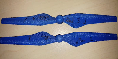 Two printed propellers site-by-site. The Upper is benign and the lower is sabotaged. (Credit: Ben-Gurion University of the Negev)