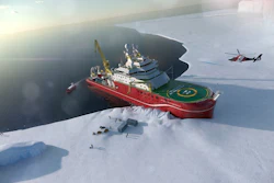 Artist's impression of the RRS Sir David Attenborough unloading supplies in Antarctica. (Image credit: Rolls Royce via Twitter)