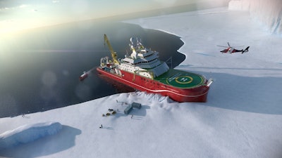 Artist's impression of the RRS Sir David Attenborough unloading supplies in Antarctica. (Image credit: Rolls Royce via Twitter)