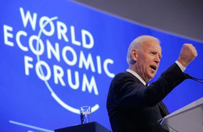 U.S. Vice President Joe Biden delivers a speech on the second day of the annual meeting of the World Economic Forum in Davos, Switzerland, Wednesday, Jan. 18, 2017. (AP Photo/Michel Euler)