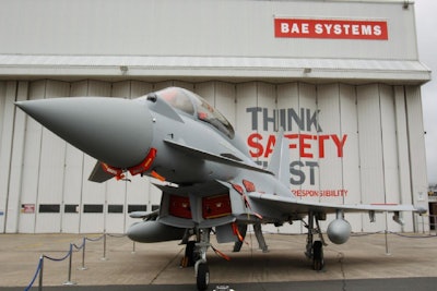 This is a Sept. 7, 2012 file photo of a Eurofighter Typhoon at BAE Systems, Warton Aerodrome, near Warton northwest England. (Peter Byrne/PA, File via AP)