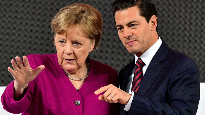 Mnet 194671 German Chancellor Angela Merkel Mexican President Enrique Pena Nieto Ap