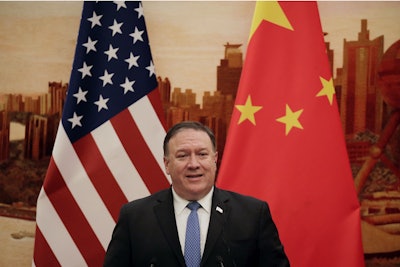 U.S. Secretary of State Mike Pompeo speaks during a joint press conference with Chinese Foreign Minister Wang Yi at the Great Hall of the People in Beijing, Thursday, June 14, 2018. Image credit: AP Photo/Andy Wong
