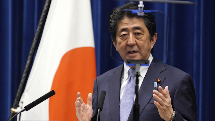 Japanese Prime Minister Shinzo Abe delivers a speech during a press conference at the prime minister's official residence in Tokyo Friday, July 20, 2018. Image credit: AP Photo/Eugene Hoshiko