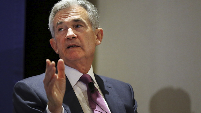 Federal Reserve Chairman Jerome Powell speaks at the annual meeting of the National Association for Business Economics, Tuesday, Oct. 2, 2018, in Boston. (AP Photo/Elise Amendola)