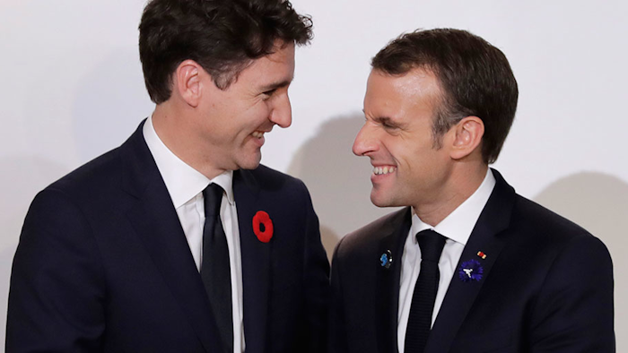 Mnet 197915 French President Emmanuel Macron Canadian Prime Minister Justin Trudeau Ap