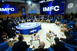 In this Oct. 19, 2019, file photo, members of the International Monetary and Financial Committee (IMFC) meet at the World Bank/IMF Annual Meetings in Washington.