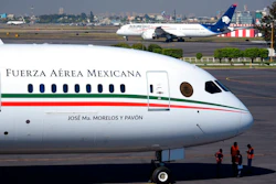 This Dec. 3, 2018 file photo provided by the Mexican Presidential press office shows the presidential airplane at the presidential hangar at Benito Juarez International Airport in Mexico City. Mexico is trying to sell its luxurious presidential jet to Canada, but will raffle the plane off if the Canadians don't want it, President Andres Manuel Lopez Obrador said Tuesday, Jan. 28, 2020.