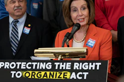 Speaker of the House Nancy Pelosi, D-Calif., joined at left by AFL-CIO President Richard Trumka, speaks during a news conference about the Protecting the Right to Organize (PRO) Act at the Capitol in Washington, Wednesday, Feb. 5, 2020. (AP Photo/J. Scott Applewhite)
