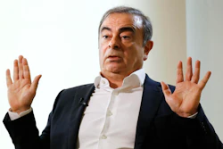 In this Jan. 10, 2020, file photo, former Nissan Chairman Carlos Ghosn speaks to Japanese media during an interview in Beirut, Lebanon.