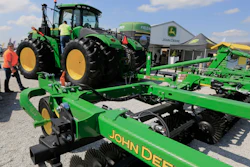 In this Sept. 10, 2019, file photo a John Deere tractor is on display at the Husker Harvest Days farm show in Grand Island, Neb. Deere & Co. reports earns on Thursday, Feb. 20, 2020.