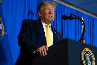 President Donald Trump delivers the commencement address at the 'Hope for Prisoners' graduation ceremony, Thursday, Feb. 20, 2020, in Las Vegas.