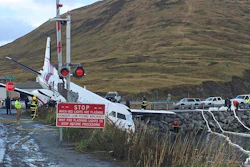 This Oct. 17, 2019, file photo, shows a commuter airplane that crashed near the airport in Unalaska, Alaska, killing a passenger. Alaska needs a comprehensive review effort to improve aviation safety because its aviation fatal and non fatal accident rates are far higher than the national average, the National Transportation Safety Board said Thursday, Feb. 20, 2020.