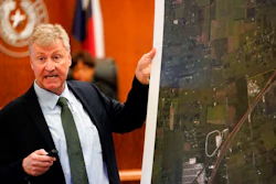 Special prosecutor Michael Doyle speaks during opening statements during the Arkema Inc. criminal trial at Harris County Criminal Courthouse Thursday, Feb. 27, 2020, in Houston. Arkema Inc., a subsidiary of a French chemical manufacturer, along with three senior staff members are on trial over a fire at the Houston-area chemical plant that was overwhelmed by Hurricane Harvey's flooding in 2017.