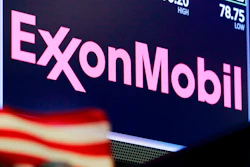 In this April 23, 2018, file photo, the logo for ExxonMobil appears above a trading post on the floor of the New York Stock Exchange.