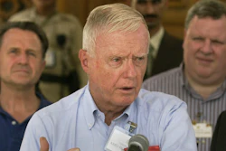 In this Sept. 18, 2004, file photo, U.S. Rep. Amory Houghton Jr., R-N.Y., speaks during a U.S. Congressional delegation visit in Baghdad, Iraq.