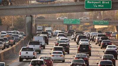 his Dec. 12, 2018, file photo shows traffic on the Hollywood Freeway in Los Angeles.