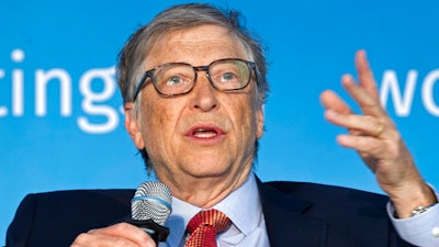 In this April 21, 2018, file photo, Bill Gates speaks in Washington. Microsoft co-founder Bill Gates said Friday, March 13, 2020 he is stepping down from the company's board to focus on philanthropy. Gates was Microsoft's CEO until 2000 and since then has gradually scaled back his involvement in the company he started with Paul Allen in 1975.