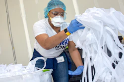 This undated image provided by LifeBridge Health shows masks being made in Baltimore.
