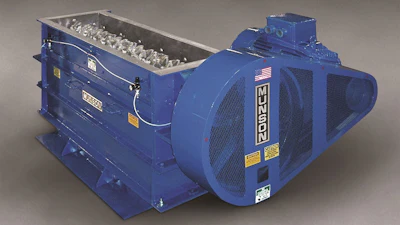 The Magnum Model 72 Screen Classifying Cutter from Munson Machinery has an infeed throat measuring 72” x 22.5” that accommodates a range of material types and sizes to be recycled or otherwise reduced in size for processing.