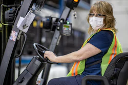 Cindy Parkhurst working at the Ford Flat Rock Assembly Plant in Flat Rock, Mich.