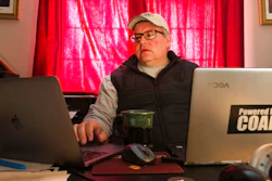 In this Monday April 13, 2020 photo Wyoming Mining Association Executive Director Travis Deti, seen here working from his home in Cheyenne, Wyo. Deti has been calling for help for the coal industry in the form of lower federal royalties and other aid. Analysts expect less electricity use during the coronavirus pandemic to lower demand for coal even below a previously predicted decline.