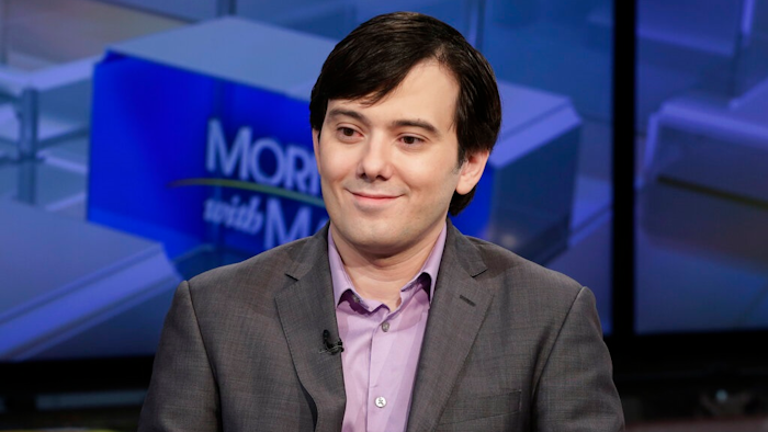 In this Aug. 15, 2017 photo, Martin Shkreli is interviewed on the Fox Business Network in New York. A judge rejected the request of the convicted pharmaceutical executive to be let out of prison to research a coronavirus treatment, noting that probation officials viewed that claim as the type of “delusional self-aggrandizing behavior” that led to his conviction.