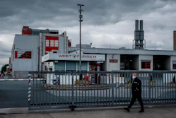 The Westfleisch slaughterhouse is seen in Coesfeld, Germany on Tuesday, May 12. Hundreds of the workers were tested positive on the coronavirus and were put on quarantine.