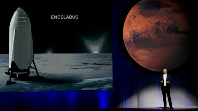 SpaceX founder Elon Musk speaks during the 67th International Astronautical Congress in Guadalajara, Mexico, Sept. 27, 2016.