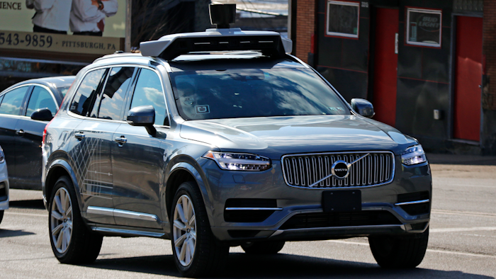 An Uber self-driving Volvo in Pittsburgh, March 17, 2017.