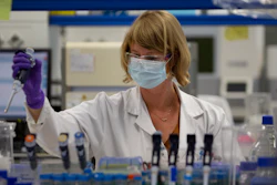 A lab technician at Johnson & Johnson subsidiary Janssen Pharmaceutical in Beerse, Belgium, June 17, 2020.