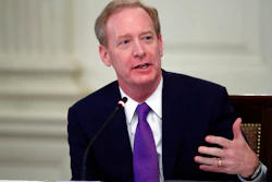 In this May 29, 2020 file photo, Brad Smith, president of Microsoft, speaks during a roundtable with industry executives about reopening country after the coronavirus closures, in the State Dining Room of the White House, in Washington. Microsoft has become the third big tech company this week to say it won’t sell its facial recognition software to police, following similar moves by Amazon and IBM. Smith, announced the decision and called for Congress to regulate the technology during a Washington Post video event on Thursday, June 11.