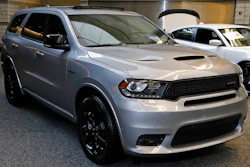 This Feb. 13, 2020 photo shows a 2020 Dodge Durango R/T Blackktop AWD on display at the 2020 Pittsburgh International Auto Show in Pittsburgh. Detroit-area automakers made their strongest showing ever in an annual survey of vehicle quality, Wednesday, June 24, as once-dominant Japanese brands faded. Most Detroit-area brands outpaced the industry average in problems per 100 vehicles, with Fiat Chrysler’s Dodge brand surprisingly tying for first place with Kia of South Korea.