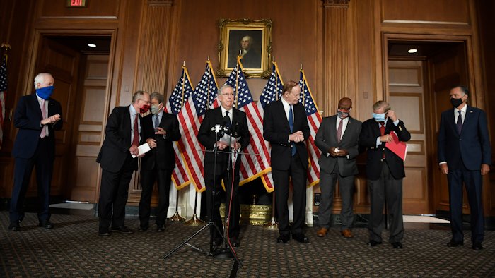 Senate Majority Leader Mitch McConnell of Ky., during a news conference.