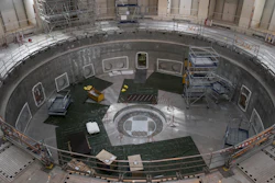 The base of the cryostat sits inside the bioshield of the ITER Tokamak in Saint-Paul-Lez-Durance, France, July 28, 2020.