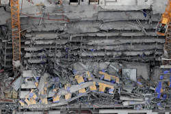 Aerial photo of the Hard Rock Hotel project after a partial collapse in New Orleans, Oct. 12, 2019.