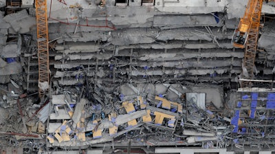Aerial photo of the Hard Rock Hotel project after a partial collapse in New Orleans, Oct. 12, 2019.
