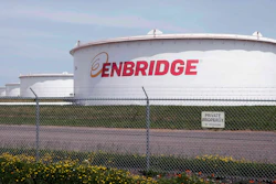 Tanks stand at the Enbridge Energy terminal.