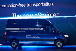 The Mercedes eSprinter driving onstage in Duisburg, Germany, Feb. 6, 2018.