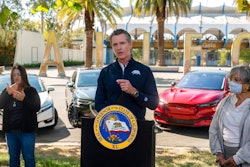 California Gov. Gavin Newsom speaks at a press conference.