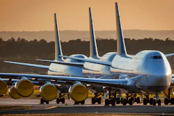 Lufthansa aircraft parked at the airport in Frankfurt, Germany, April 20, 2020.