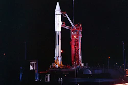 Atlas Centaur 7 rocket on the launchpad at Cape Canaveral, Fla., Sept. 20, 1966.